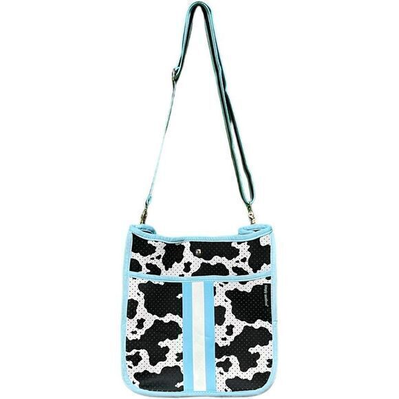 Simply Southern Neoprene Cow Large‎ and Mini Crossbody Purse Set Black White NWT - Picture 3 of 11